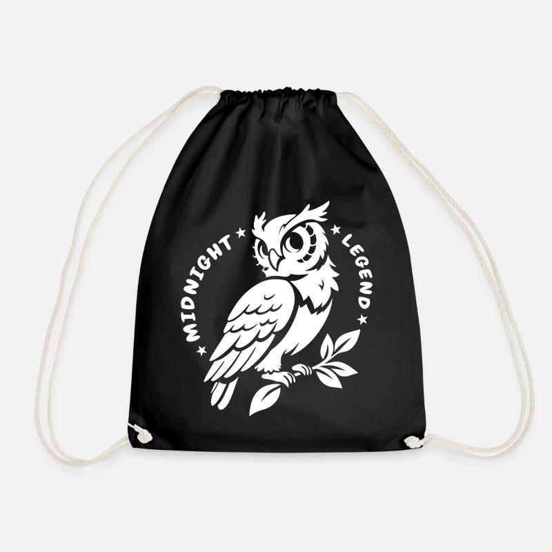 Midnight Legend Owl – Mystical & Cute - Drawstring Bag - black