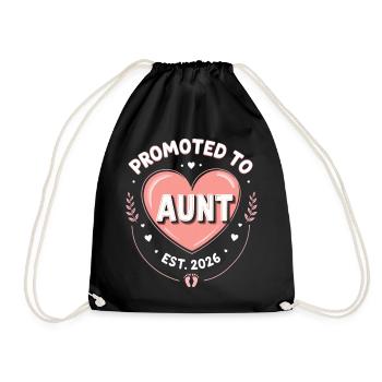 Aunt 2026 Aunt 2026 Promoted to Aunt 2026 - Drawstring Bag - black - Front