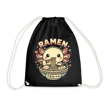 Cadeau mignon aux nouilles ramen et nouilles à l’axolotl Kawaii - Sac de sport léger - noir - Devant