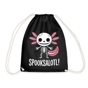 Spooksalot Skeleton Dragon Charm - Drawstring Bag - black - Front