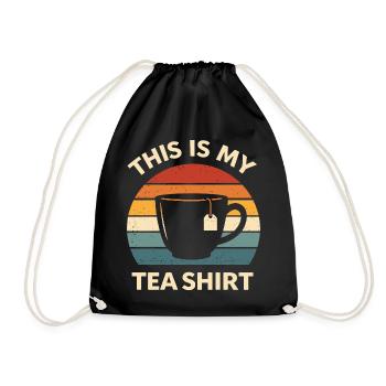Funny Tea Shirt Teashirt Pun Tea Lover Gift - Drawstring Bag - black - Front
