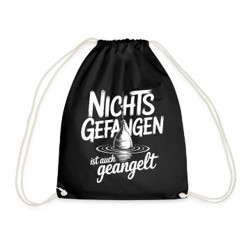 Angeln Humor Shirt - Turnbeutel - Schwarz - Vorne