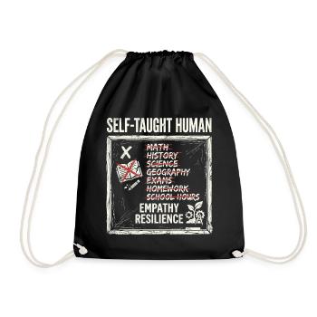 Self Taught Human - Drawstring Bag - black - Front