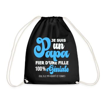 papa fier fille père et fille fête des pères - Sac de sport léger - noir - Devant