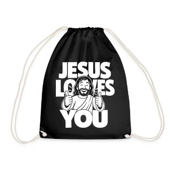 Dessin animé chrétien Jésus t’aime - Sac de sport léger - noir - Devant