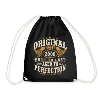 Original 2008 Vintage Vintage Birthday Gift - Drawstring Bag - black - Front