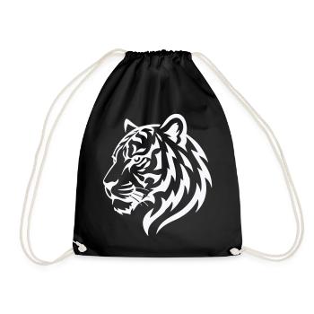 Tiger Line Head Silhouette Powerful - Drawstring Bag - black - Front
