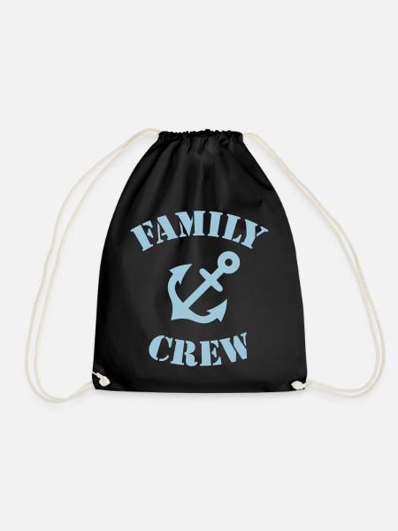 Family Crew (Anchor / Ship's Crew / Sky Blue) - Drawstring Bag - black