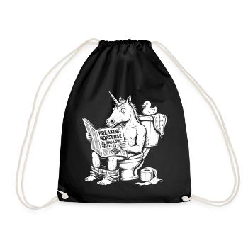 Nonsens Motiv mit Einhorn - Turnbeutel - Schwarz - Vorne