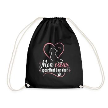 Mon cœur appartient à un chat - Sac de sport léger - noir - Devant
