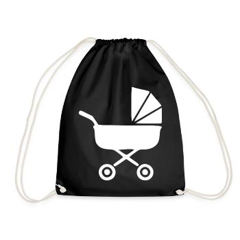 Weißer Kinderwagen Baby Geburt Junge Mädchen  - Turnbeutel - Schwarz - Vorne