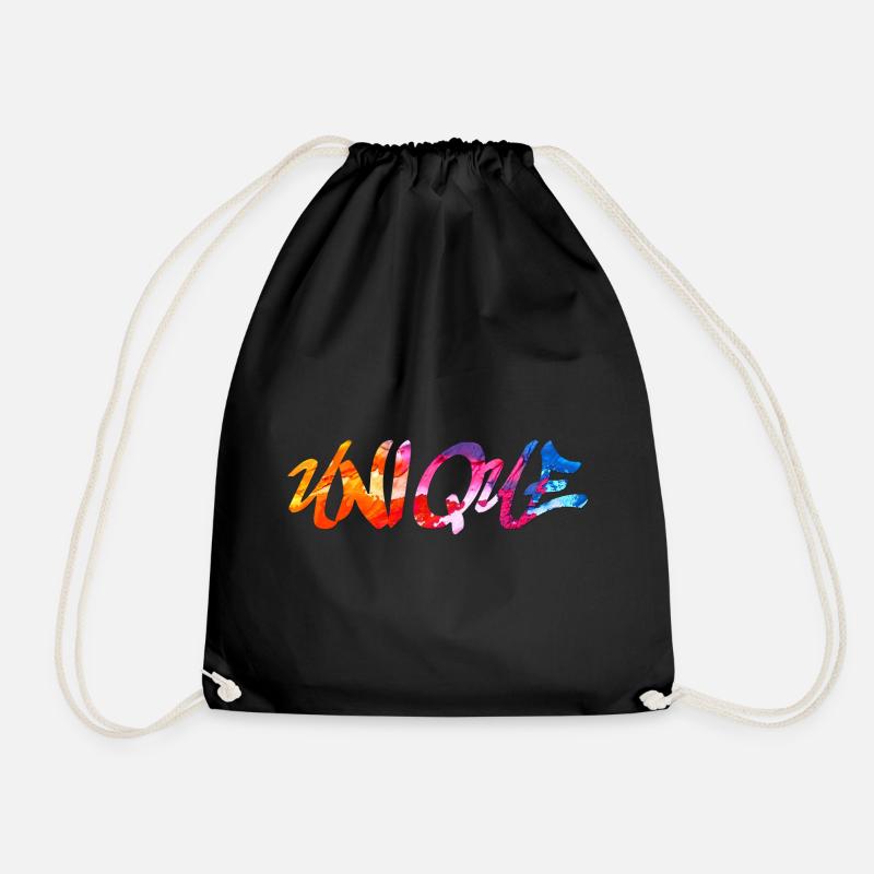 Unique lettering colorful - Drawstring Bag - black