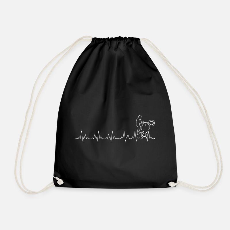 BMX Pulse Rider Line Art - Drawstring Bag - black
