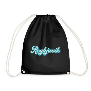Reykjavik Neon Script - Drawstring Bag - black - Front