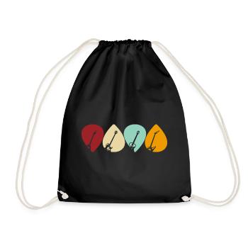 Guitar Pick Design for Guitarists in Retro Style - Drawstring Bag - black - Front