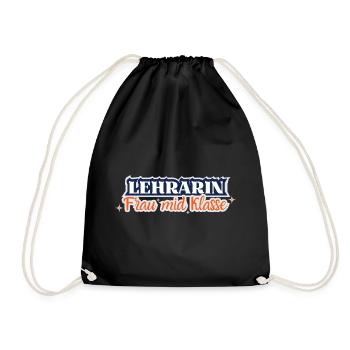 Lehrarin - Frau mid Klasse, Lehrerin - Turnbeutel - Schwarz - Vorne