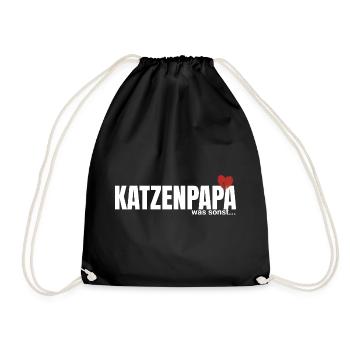 Katzenpapa mit Herz - Turnbeutel - Schwarz - Vorne