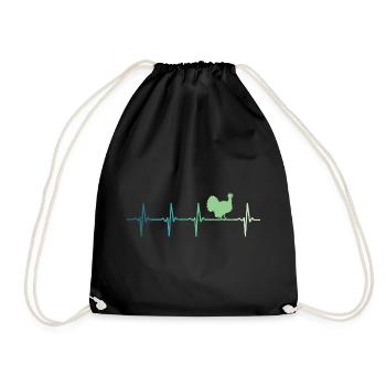 turkey heartbeat turkey - Drawstring Bag - black - Front