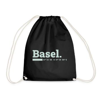 Basel Koordinaten - Turnbeutel - Schwarz - Vorne