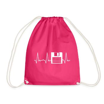 Heartbeat floppy disk - Drawstring Bag - fuchsia - Front