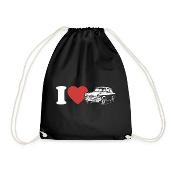 I Love Trabi - Cult car from Zwickau - GDR - Drawstring Bag - black - Front