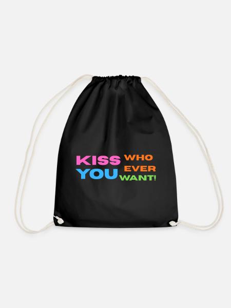 Pride / CSD / LGBTQ+ Design "Kiss" - Turnbeutel - Schwarz