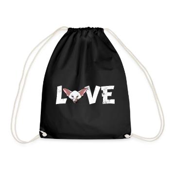 Oriental Shorthair Cat Love Silhouette Portrait - Drawstring Bag - black - Front