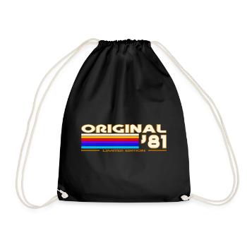 Originaler 81er Vintage Rainbow - Turnbeutel - Schwarz - Vorne
