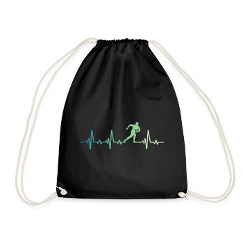 Rugby battement de coeur cadeau joueur de rugby - Sac de sport léger - noir - Devant
