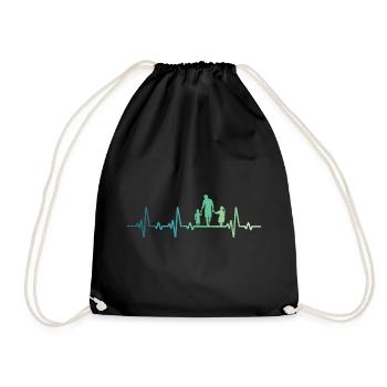 Father and daughter - father and son, dad, son and daughter - Drawstring Bag - black - Front