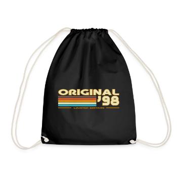 Originale 98er Retro-Streifen - Turnbeutel - Schwarz - Vorne