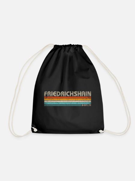 Friedrichshain Berlin Hauptstadt Bezirk Kiez Retro - Turnbeutel - Schwarz