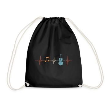 Retro Cello Herzschlag Cellist Musik Instrument - Turnbeutel - Schwarz - Vorne