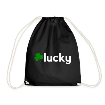Lucky Shamrock Minimalist Irish Design - Drawstring Bag - black - Front