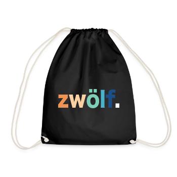 12. Geburtstag Zwölf - Turnbeutel - Schwarz - Vorne