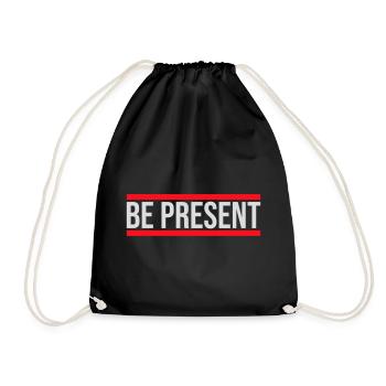 Be present at the moment here and now Quote Text - Drawstring Bag - black - Front
