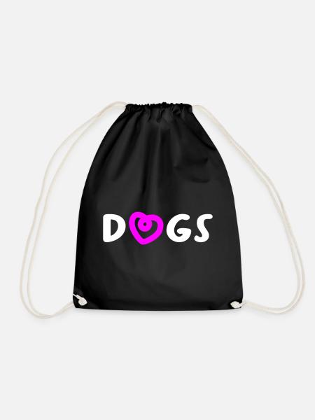 Dogs Herz Hunde Hundeliebe Liebe Love Wauwau Fan - Turnbeutel - Schwarz