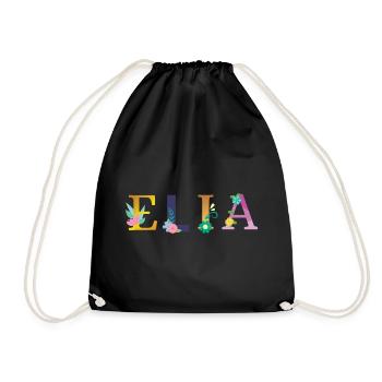 ELIA Name Adorned with Flowers - Drawstring Bag - black - Front