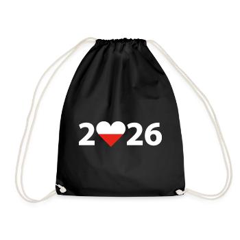 I love Poland 2026, vacation in Poland 2026 - Drawstring Bag - black - Front
