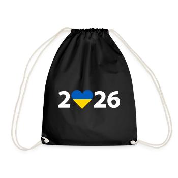 I love Ukraine 2026, Ukraine 2026 - Drawstring Bag - black - Front