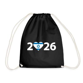 I love Israel 2026, vacation in Israel 2026 - Drawstring Bag - black - Front