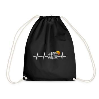 Truck Driver Heartbeat Truck Driver Truck Driver - Drawstring Bag - black - Front