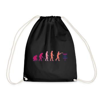 Disc Golf Evolution Funny Disc Golfer Flying Disc - Drawstring Bag - black - Front