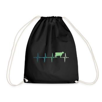 vache battement de coeur vaches agriculteur - Sac de sport léger - noir - Devant