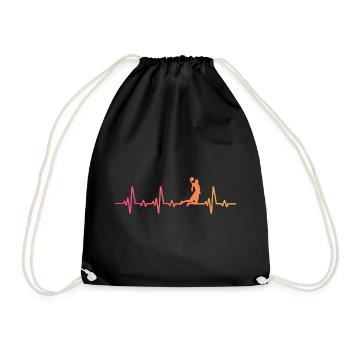 Basketball-Basketball-Heartbeat-Spieler mit Sonnenuntergang - Turnbeutel - Schwarz - Vorne