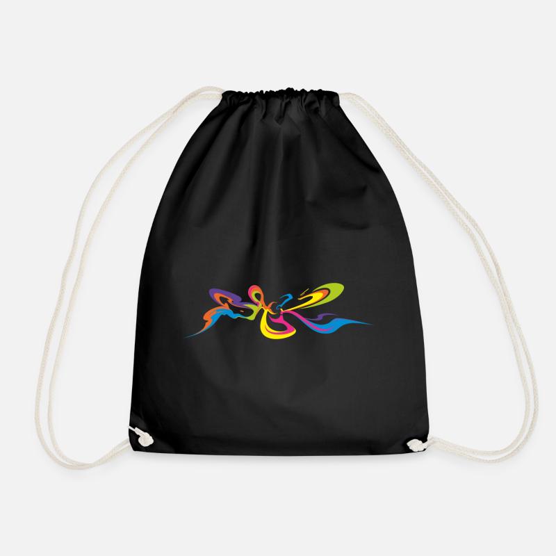 Psychedelic Butterfly - Back Graffiti Design - Drawstring Bag - black