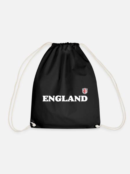 England Crest Typography - Drawstring Bag - black