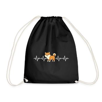 Shiba Inu ECG Battement de cœur - Sac de sport léger - noir - Devant