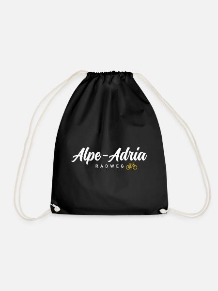 Alpe Adria Cycle Path - Drawstring Bag - black