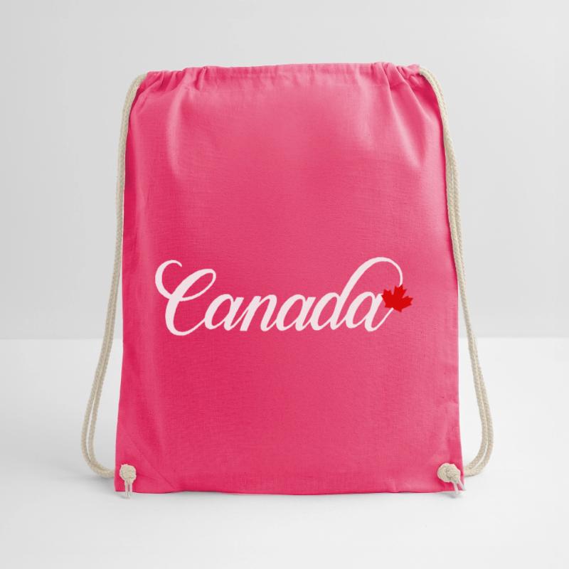 Canada Script with Maple Leaf Drawstring Bag